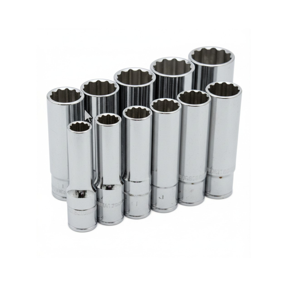JUEGO 11 DADOS LARGO 3/8" mm